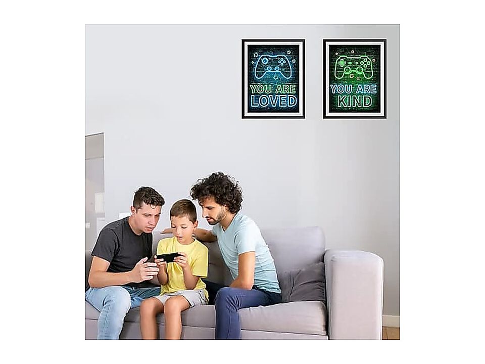 Neon Video Game Decor Set 4 8 X 10 Inch Boys Bedroom Encouragement Gaming Wall