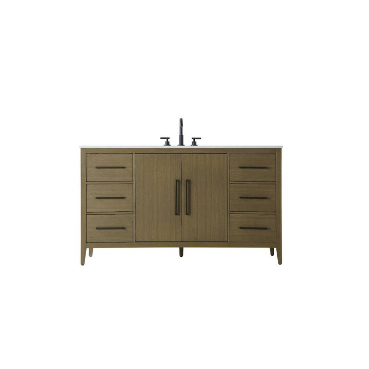 Elegant Kitchen and Bath 60 Inch Single Bathroom Vanity In Chestnut Brown
