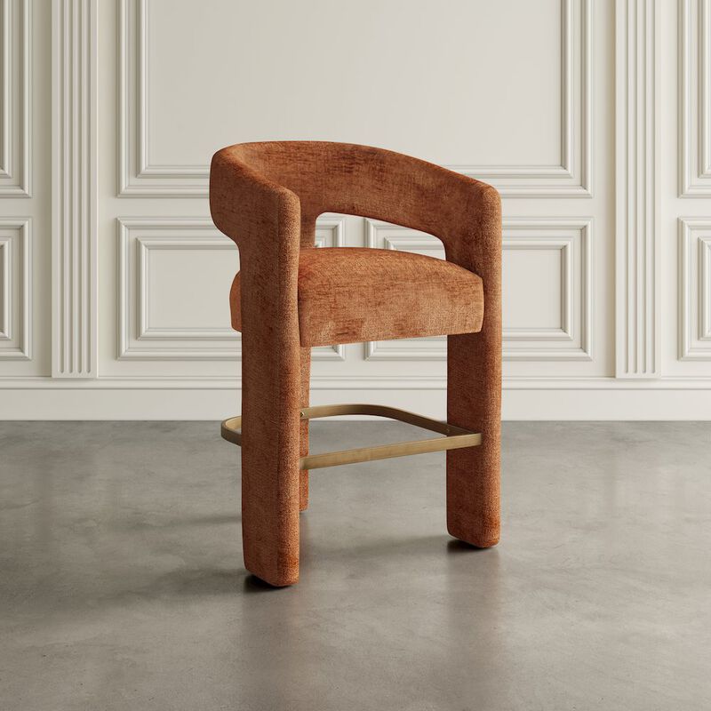 Jofran Gwen Modern Luxury Jacquard Fabric Upholstered Sculpture Counter Stool