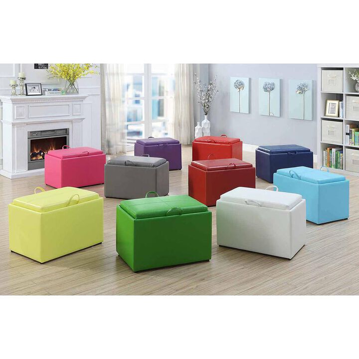 Convience Concept, Inc. Designs4Comfort Accent Storage Ottoman with Reversible Tray Blue Faux Leather