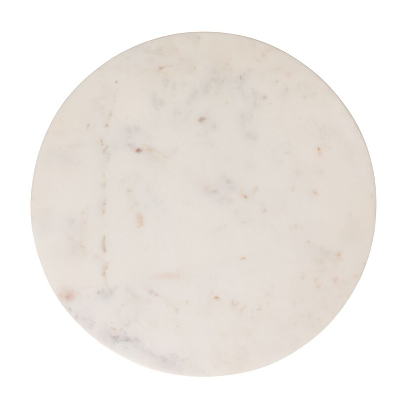 Marble Pedestal Side Table, White and Black image number 5