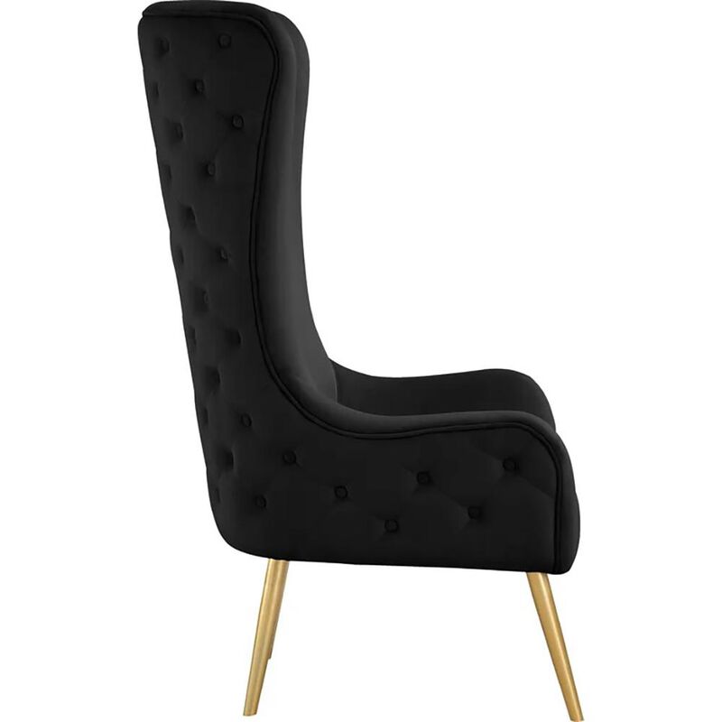 Best Master Furniture Venetian Black Tufted Velvet High Back Armchairs
