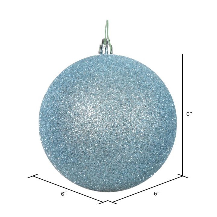 Vickerman 6" Baby Blue Glitter Ball Ornament, 4 per Bag