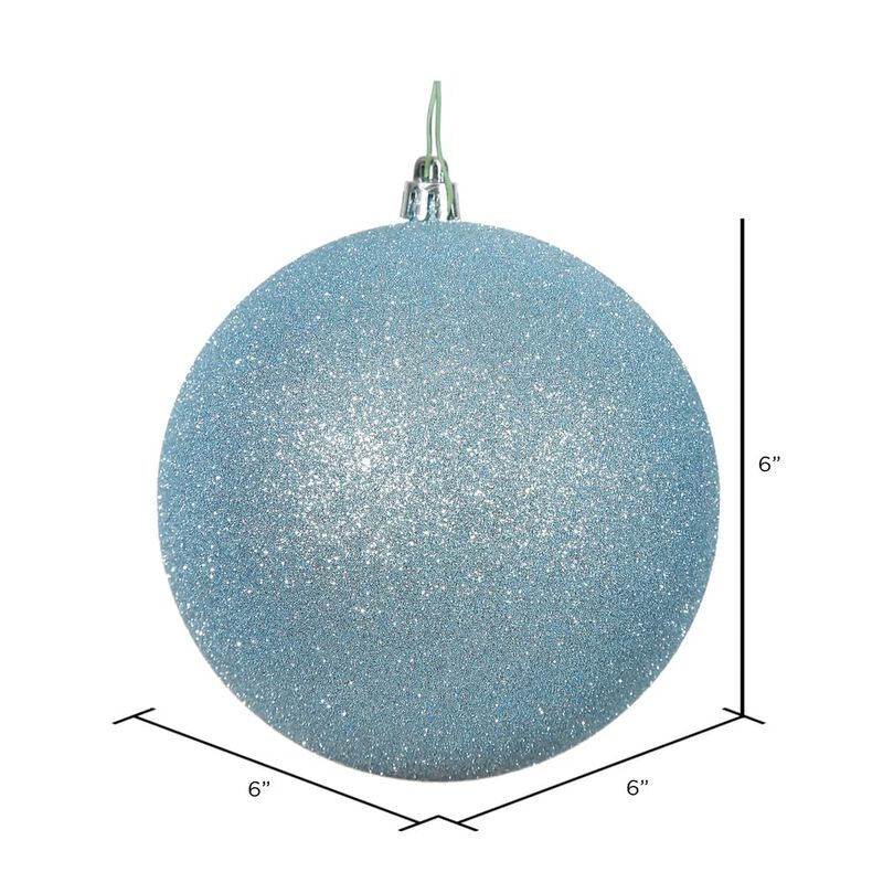 Vickerman 6" Baby Blue Glitter Ball Ornament, 4 per Bag image number 1