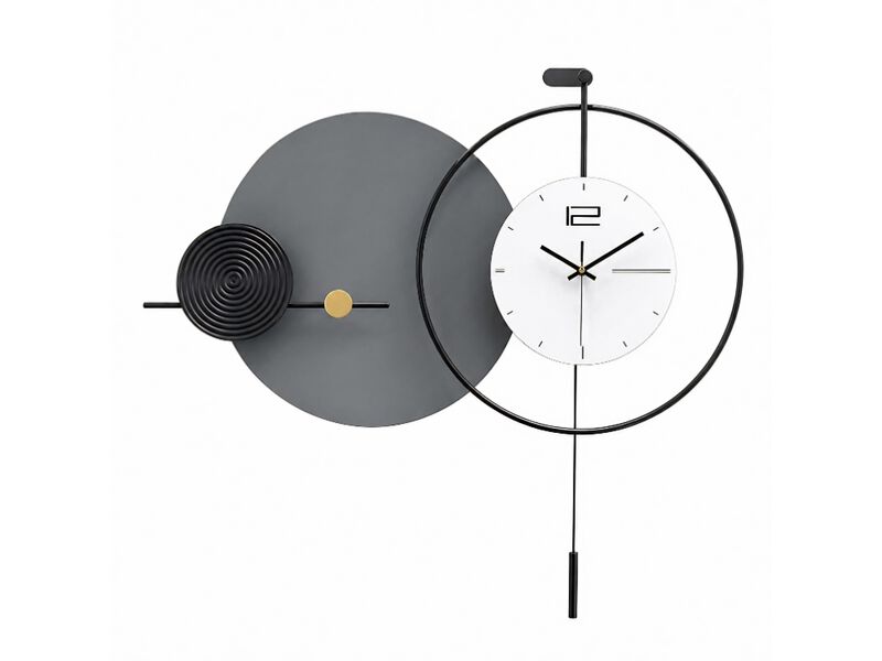 Large Modern Wall Clock Silent Battery Operated Metal Pendulum Decorative image number 0
