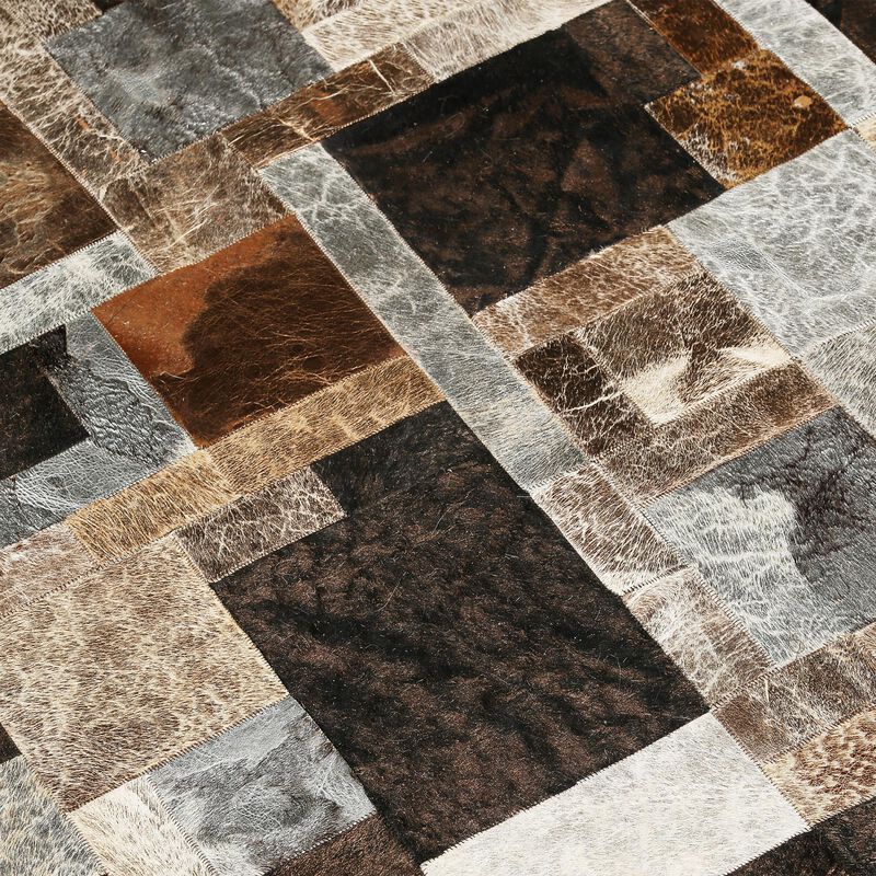 Natural Multicolor Cowhide Patchwork Rug image number 5