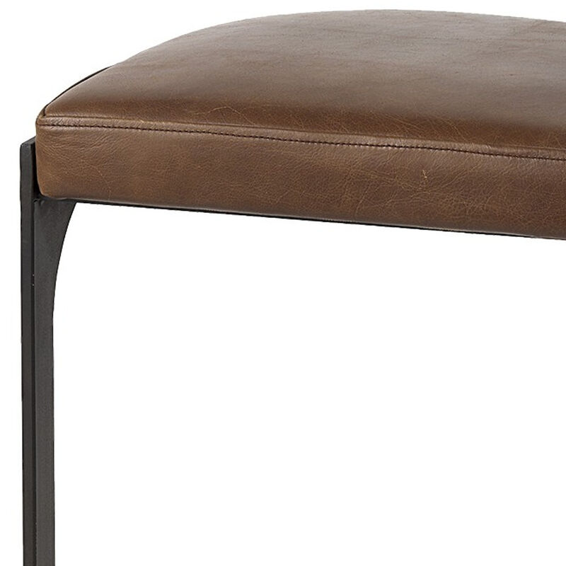 HomeRoots 29" Black Leather and Metal Backless Bar Chair image number 5