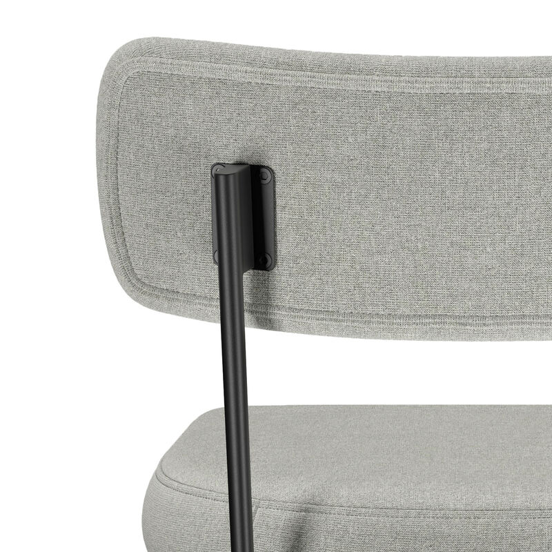 Giselle Contemporary Modern Swivel Counter Height Stool (Set of 2) in Light Grey  Polyester Linen