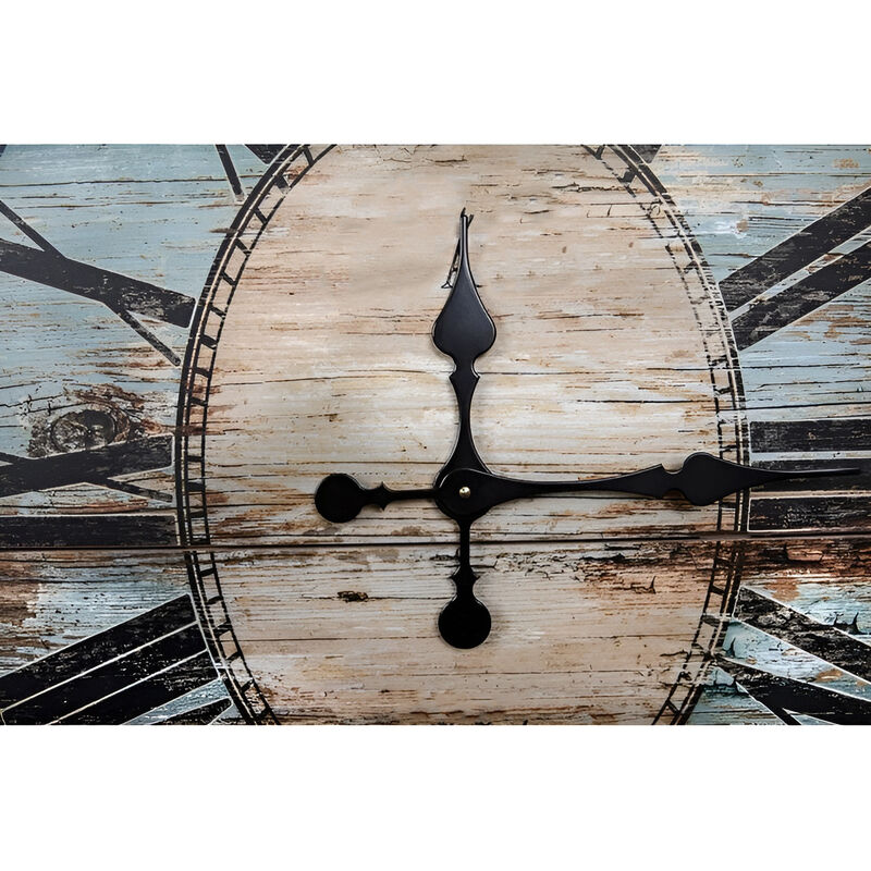 Oversized Parisian Wood Wall Clock – Distressed Finish for Rustic and Farmhouse Style