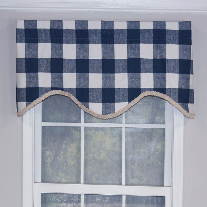 Buffalo Check Style All Season 3" Rod Pocket Valance 50" x 17" Navy by RLF Home