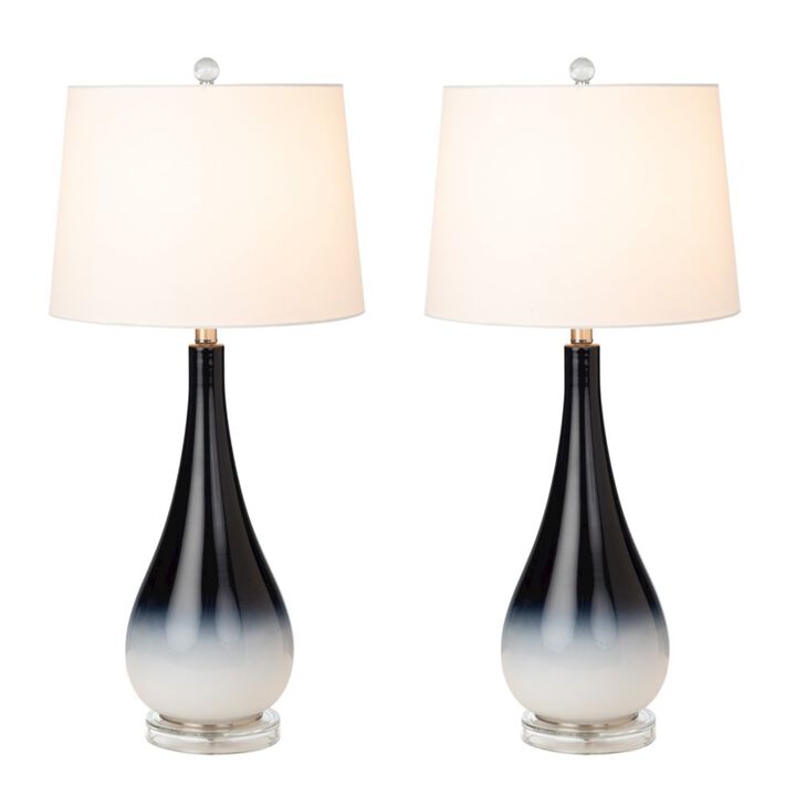Lux Lighting Serenity 30.5 Black / White Glass Table Lam, (Set of 2)