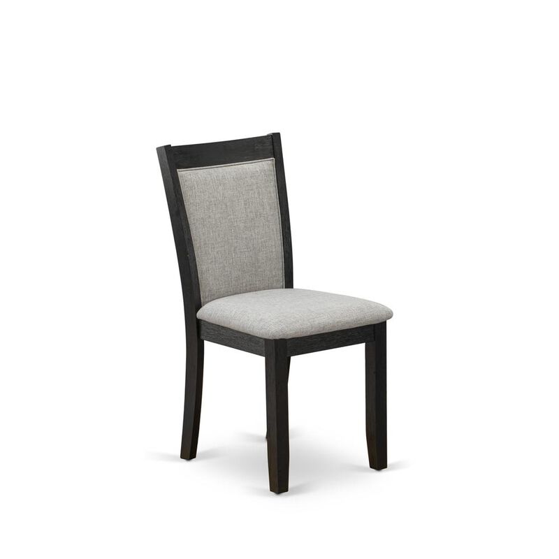 MZC6T06 Mid Century Dining Chairs - Shitake Linen Fabric Seat and High Chair Back - Wire Brushed Black Finish (SET OF 2)