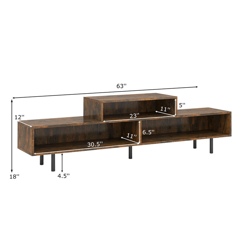 TV Stand with 3 Open Storage Compartments and Entertainment Center Design image number 2