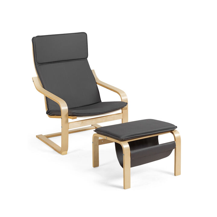 Relax Bentwood Lounge Chair  Set with Magazine Rack