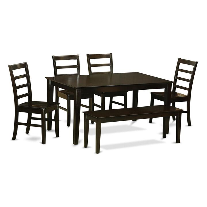 6 Pc Dining set with bench set-Dining Table and 4 Dining Chairs and Bench