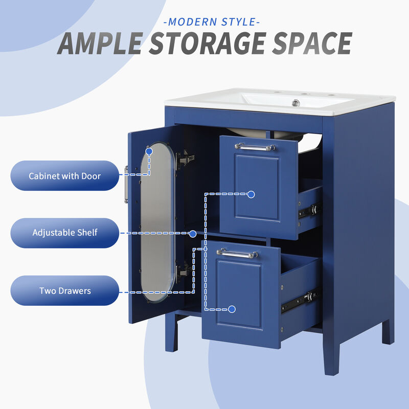 Merax Bathroom Vanity with Smooth Ceramic Sink