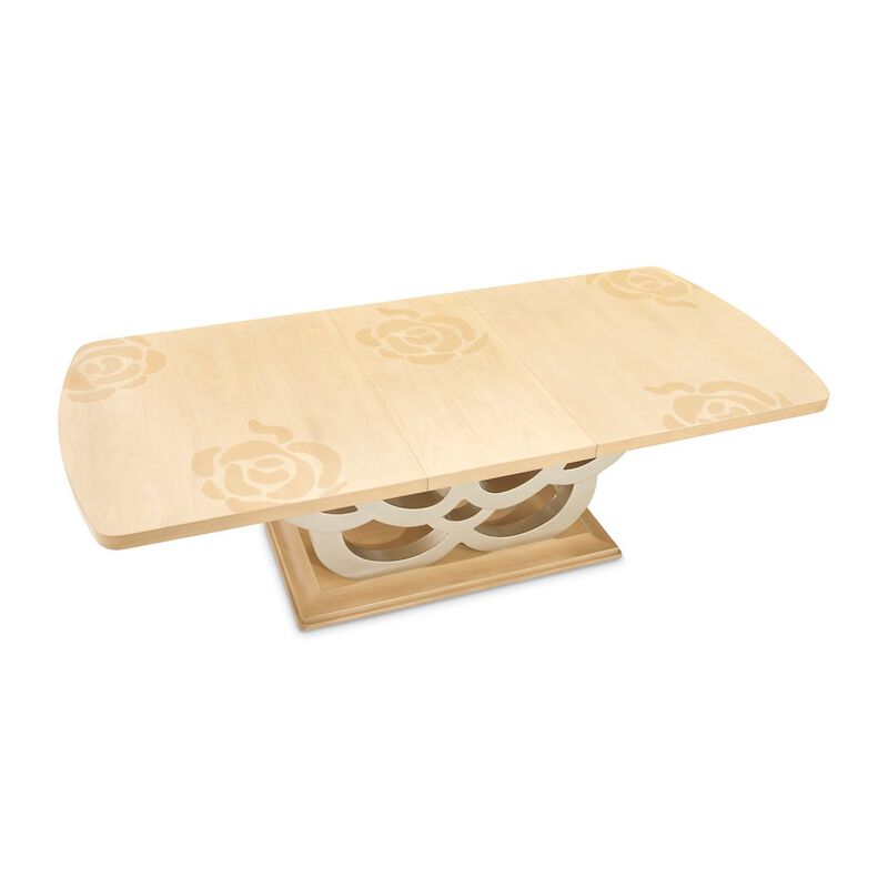 Michael Amini Camellia Field Rectangular Pedestal Dining Table - Caramel image number 7