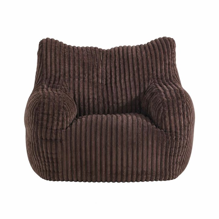 GOODSILO Soft Fluffy Corduroy Fabric Pre-Filled Memory Sponge Bean Bag Chair Comfortable Seating for Living Room Bedroom Indoor Relaxation