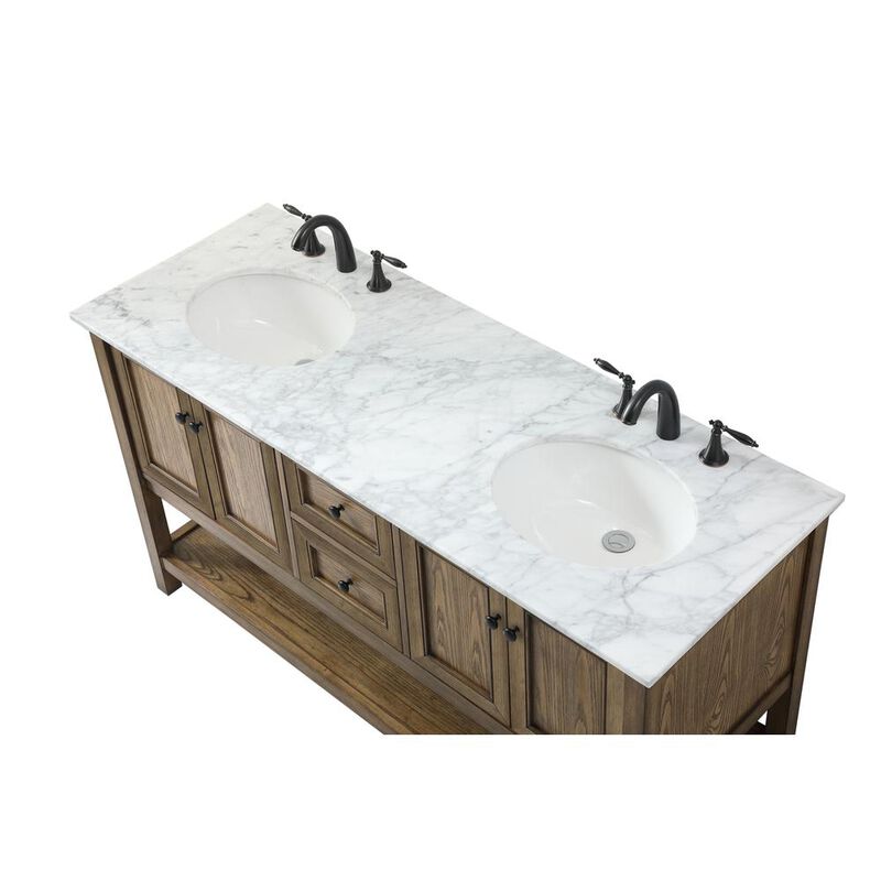 Elegant Kitchen and Bath 60 inch double bathroom vanity in driftwood