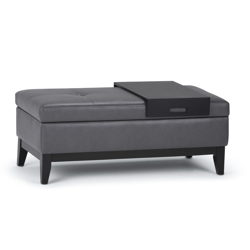 Simpli Home Oregon Storage Ottoman Bench with Tray image number 0