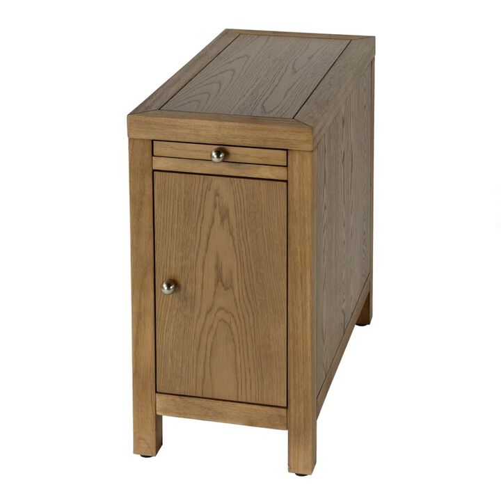 Butler Specialty 12 in. W Rectangular Wood 1 Door Narrow End Table with Pull-Out Tray, Natural