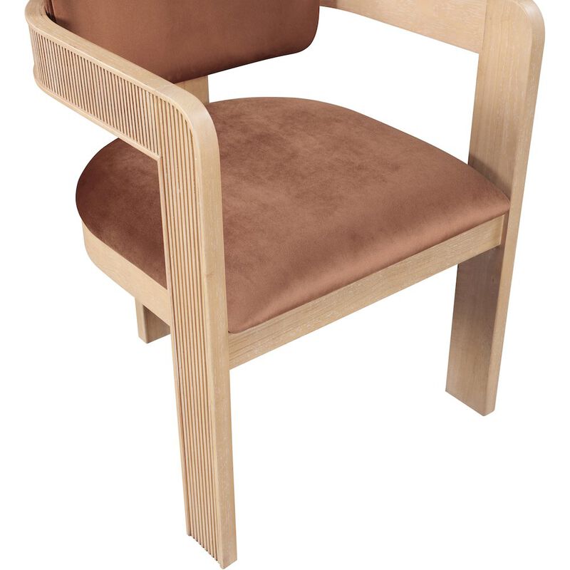 Meridian Furniture Sacha Cognac Velvet Dining Chair, Set of 2