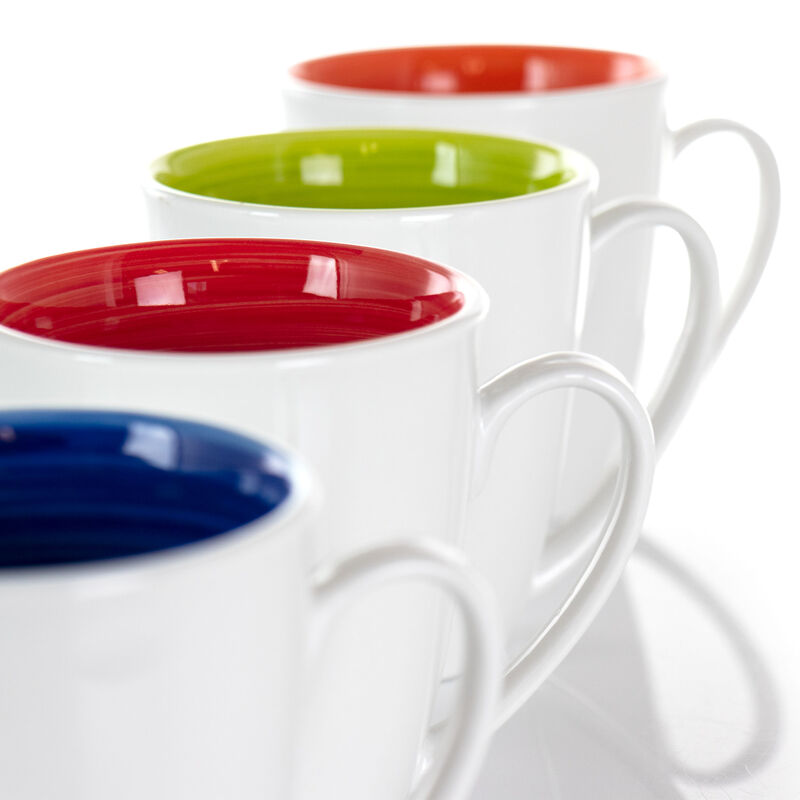 Gibson Home Crenshaw 4 Piece 12 Ounce Ceramic Mug Set in Assorted Colors