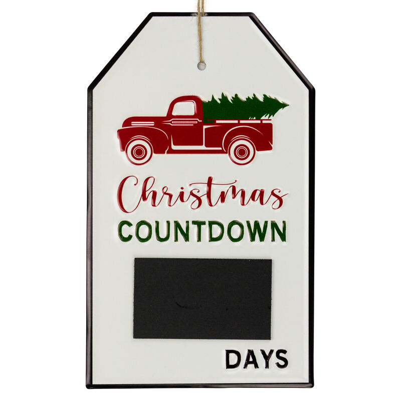 13" Gift Tag Shaped Christmas Countdown Chalkboard Wall Decor