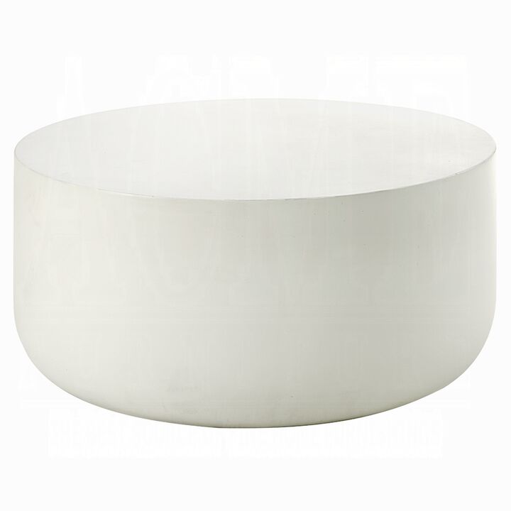 Utan Coffee Table, Modern Natural White Cement Frame, Round 31 Inch