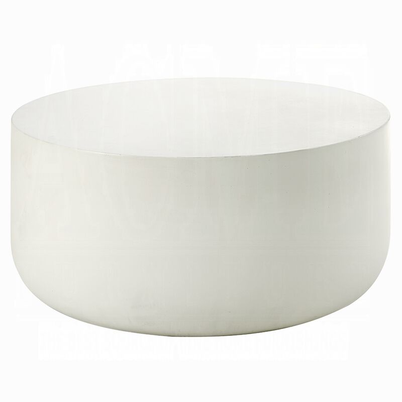 Utan Coffee Table, Modern Natural White Cement Frame, Round 31 Inch