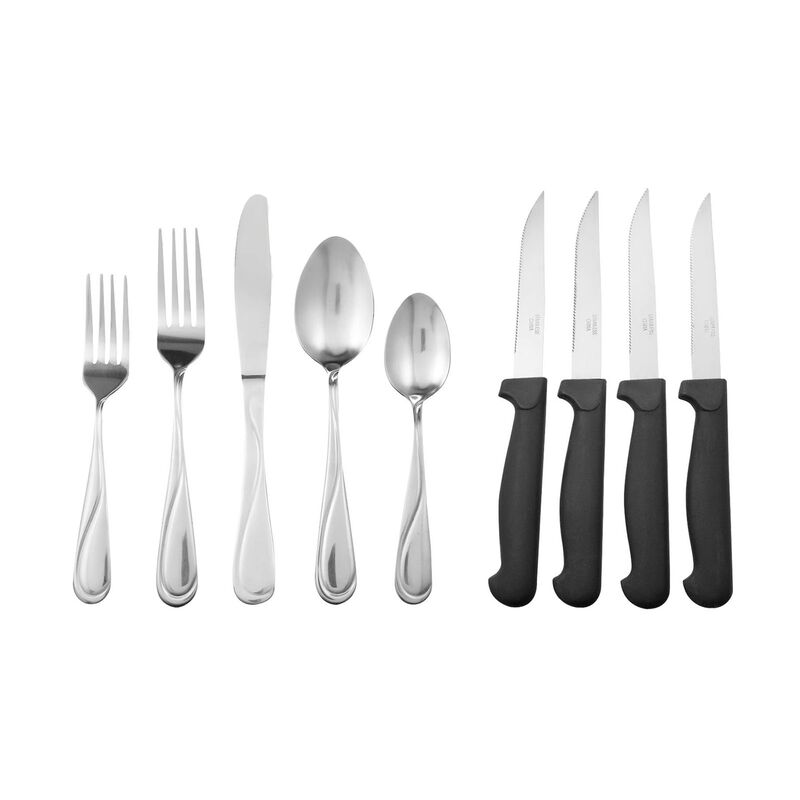 Gibson Home Trillium Plus 24 Piece Stainless Steel Flatware Set with 4 Steak Knives