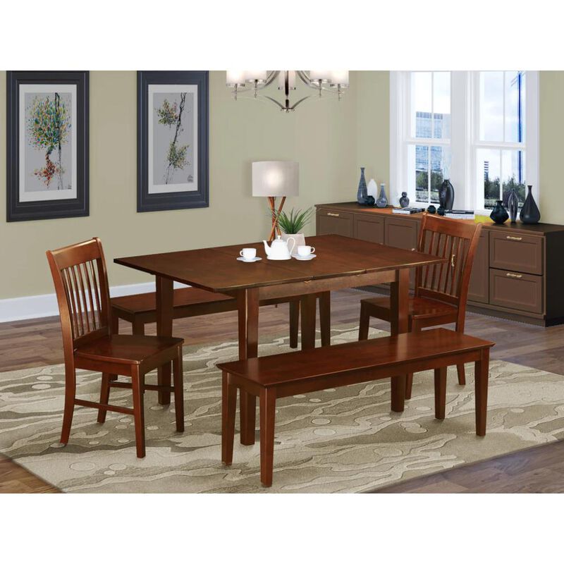 5 Pc Kitchen nook Dining set-breakfast nook and 2 Dining Chairs 2 Benches