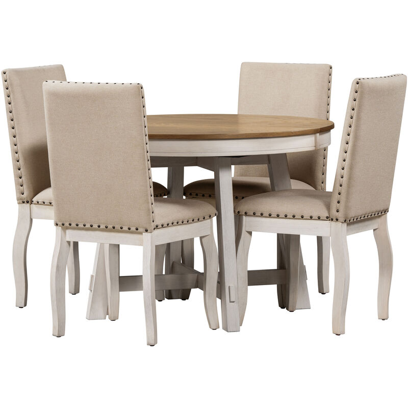 Merax 5-Piece Farmhouse Dining Table Chairs Set