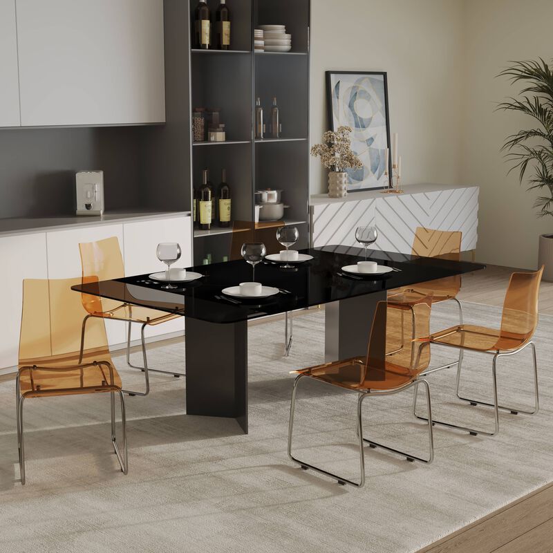 LeisureMod Lima Modern Acrylic Chair Set of 2 with Molded Seat and Chrome Legs, Stylish and Durable Design for Kitchen, Dining Room, Office, or Lounge