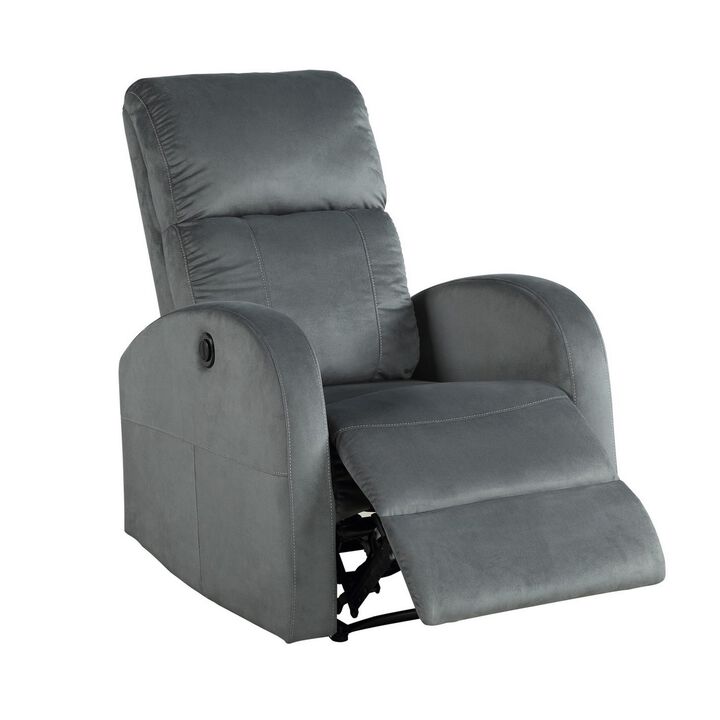 Power Motion Recliner with Fabric Wrapping and Curved Arms, Gray-Benzara