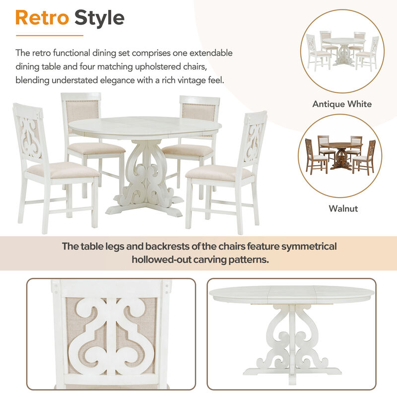 Merax 5-Piece Extendable Table Retro Dining Set