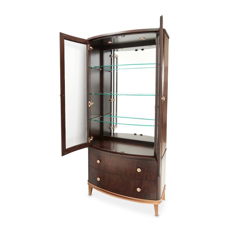 Michael Amini Camellia Field Display Cabinet - Warm Pecan