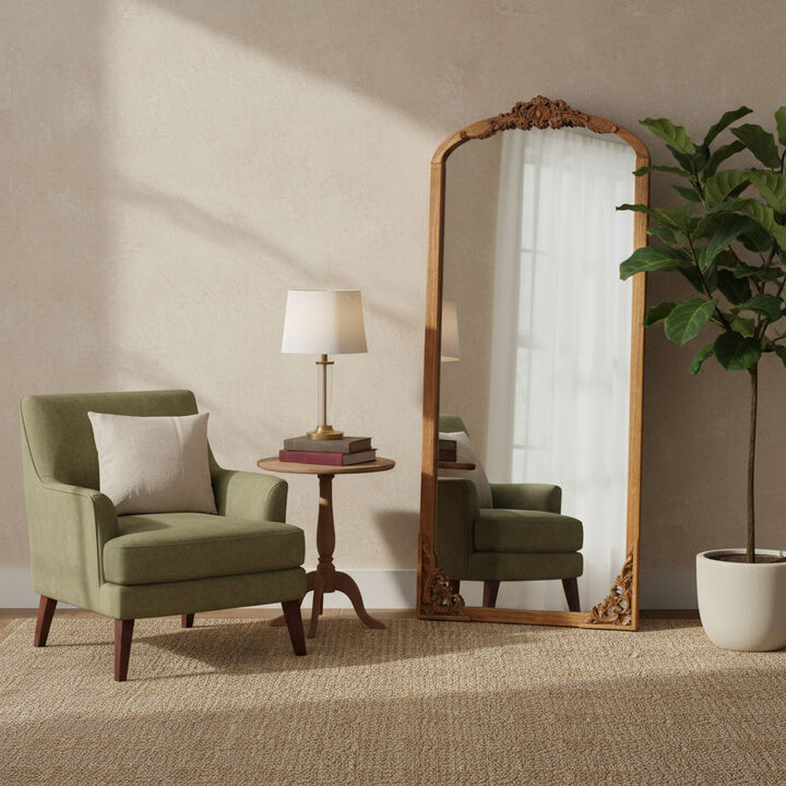 HomeRoots 69" Brown Solid Wood Framed Full Length Mirror