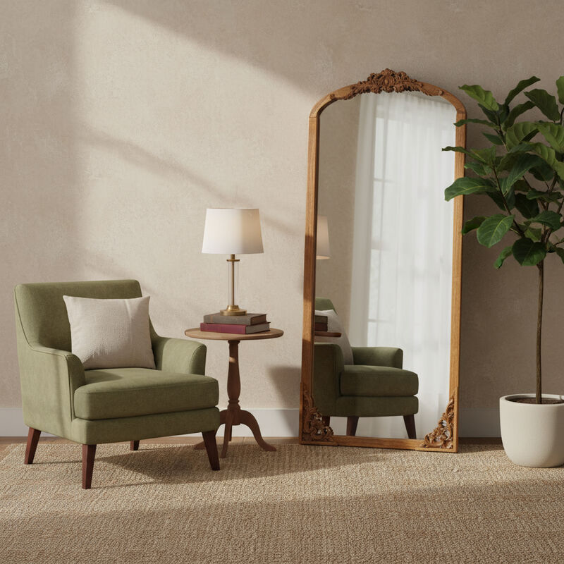 HomeRoots 69" Brown Solid Wood Framed Full Length Mirror image number 1