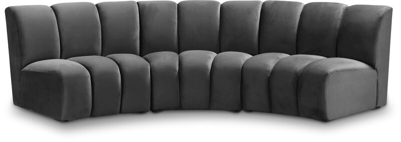 Meridian Furniture Infinity Grey Velvet 3pc. Modular Sectional image number 0