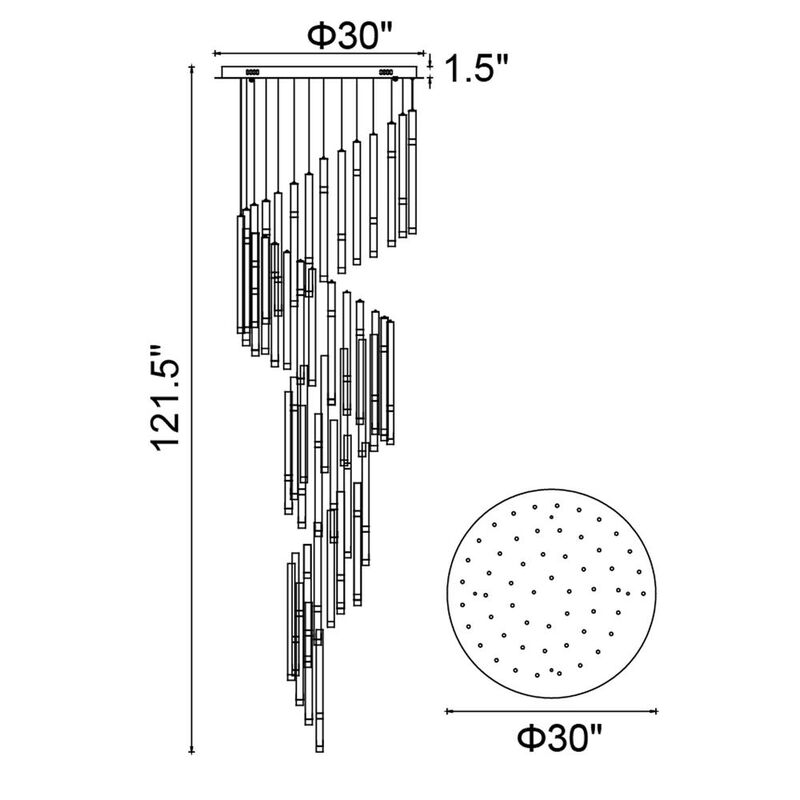 CWI Lighting Flute 54 Light LED Chandelier With Black Finish
