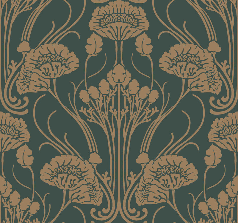 Nouveae Damask Green Wallpaper image number 0