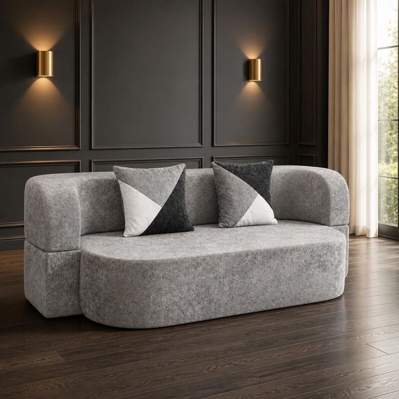 GOODSILO Convertible Eggshell Sleeper Sofa Bed with Plush Upholstery and 33D High Density Foam for Small Space Living Rooms Bedrooms Apartments image number 2