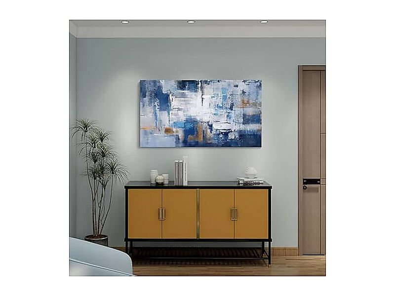 Blue Wall Decor Abstract Canvas Art Living Room Artistic Elegance Unveiled In image number 2