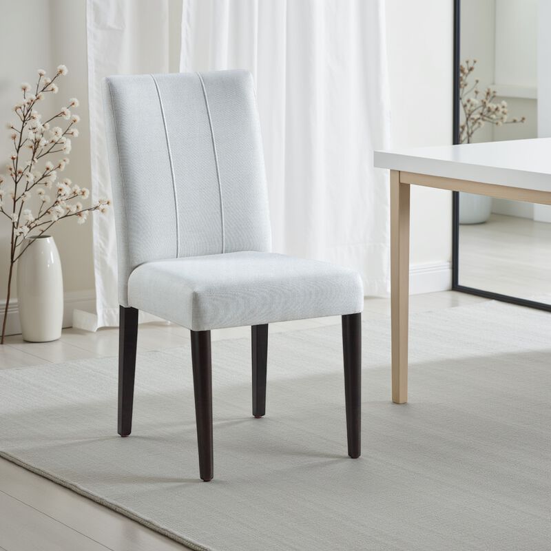 Aren Side Dining Chair Set of 2, Plush Foam Gray Fabric, Black Wood - Benzara