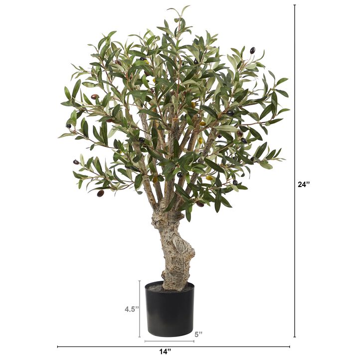 HomPlanti 2 Feet Olive Artificial Tree