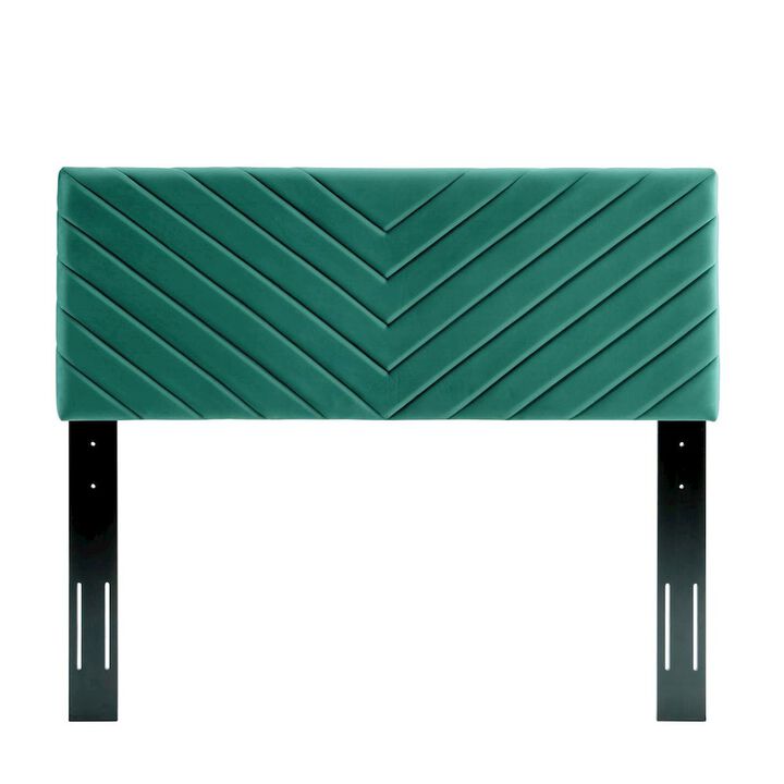Modway Alyson Angular Channel Tufted Performance Velvet Twin Headboard, Teal