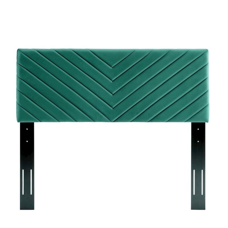 Modway Alyson Angular Channel Tufted Performance Velvet Twin Headboard, Teal image number 0