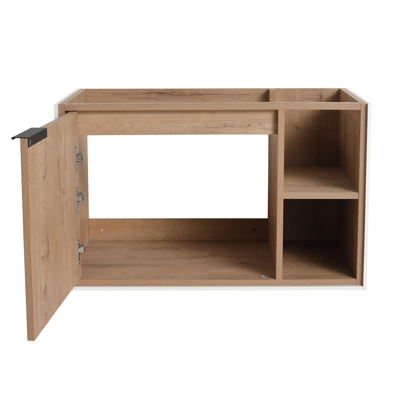 ELEMENT ACE 30-Inch Floating Wall-Mounted Bathroom Vanity with Soft-Close Door and Open Storage image number 9