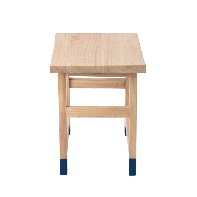 Finesse Classic Casual Handcrafted Solid Mindi Wood Accent Stool with Tipped Legs image number 6